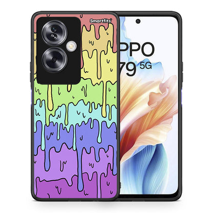 Θήκη Oppo A79 / A2 Melting Rainbow από τη Smartfits με σχέδιο στο πίσω μέρος και μαύρο περίβλημα | Oppo A79 / A2 Melting Rainbow case with colorful back and black bezels