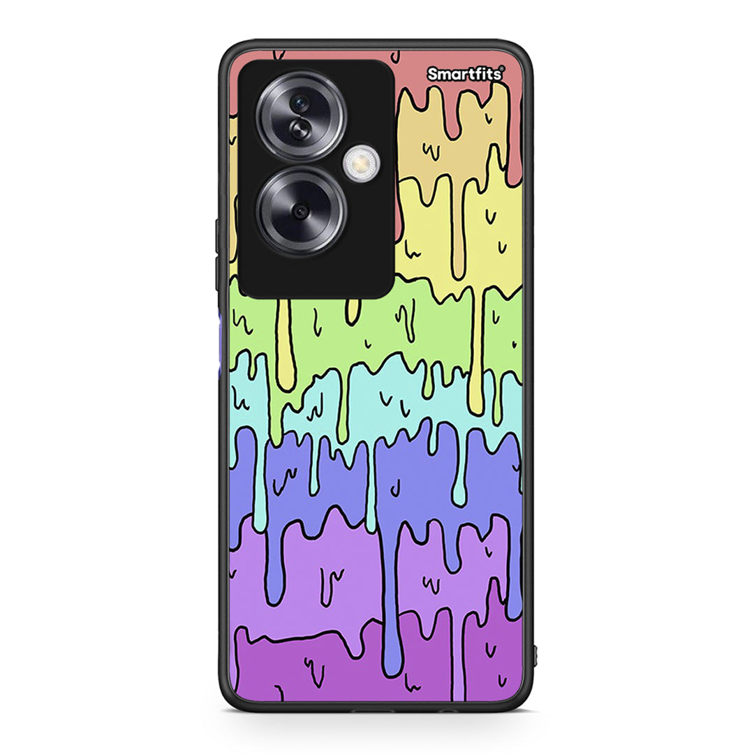 Oppo A79 / A2 Melting Rainbow θήκη από τη Smartfits με σχέδιο στο πίσω μέρος και μαύρο περίβλημα | Smartphone case with colorful back and black bezels by Smartfits