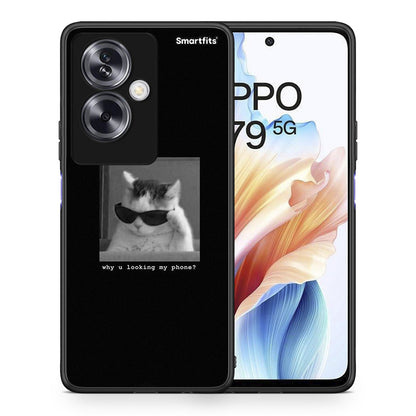 Θήκη Oppo A79 / A2 Meme Cat από τη Smartfits με σχέδιο στο πίσω μέρος και μαύρο περίβλημα | Oppo A79 / A2 Meme Cat case with colorful back and black bezels