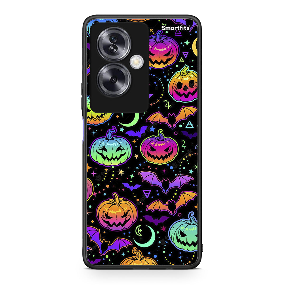 Oppo A79 / A2 Neon Halloween θήκη από τη Smartfits με σχέδιο στο πίσω μέρος και μαύρο περίβλημα | Smartphone case with colorful back and black bezels by Smartfits