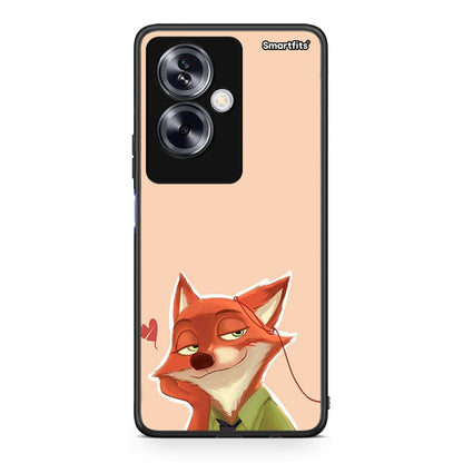 Oppo A79 / A2 Nick Wilde And Judy Hopps Love 1 θήκη από τη Smartfits με σχέδιο στο πίσω μέρος και μαύρο περίβλημα | Smartphone case with colorful back and black bezels by Smartfits