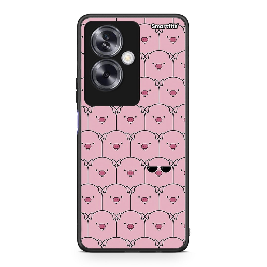 Oppo A79 / A2 Pig Glasses θήκη από τη Smartfits με σχέδιο στο πίσω μέρος και μαύρο περίβλημα | Smartphone case with colorful back and black bezels by Smartfits