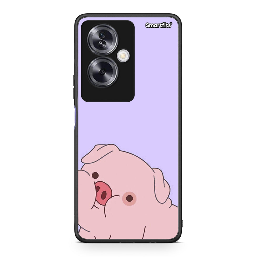 Oppo A79 / A2 Pig Love 2 Θήκη Αγίου Βαλεντίνου από τη Smartfits με σχέδιο στο πίσω μέρος και μαύρο περίβλημα | Smartphone case with colorful back and black bezels by Smartfits