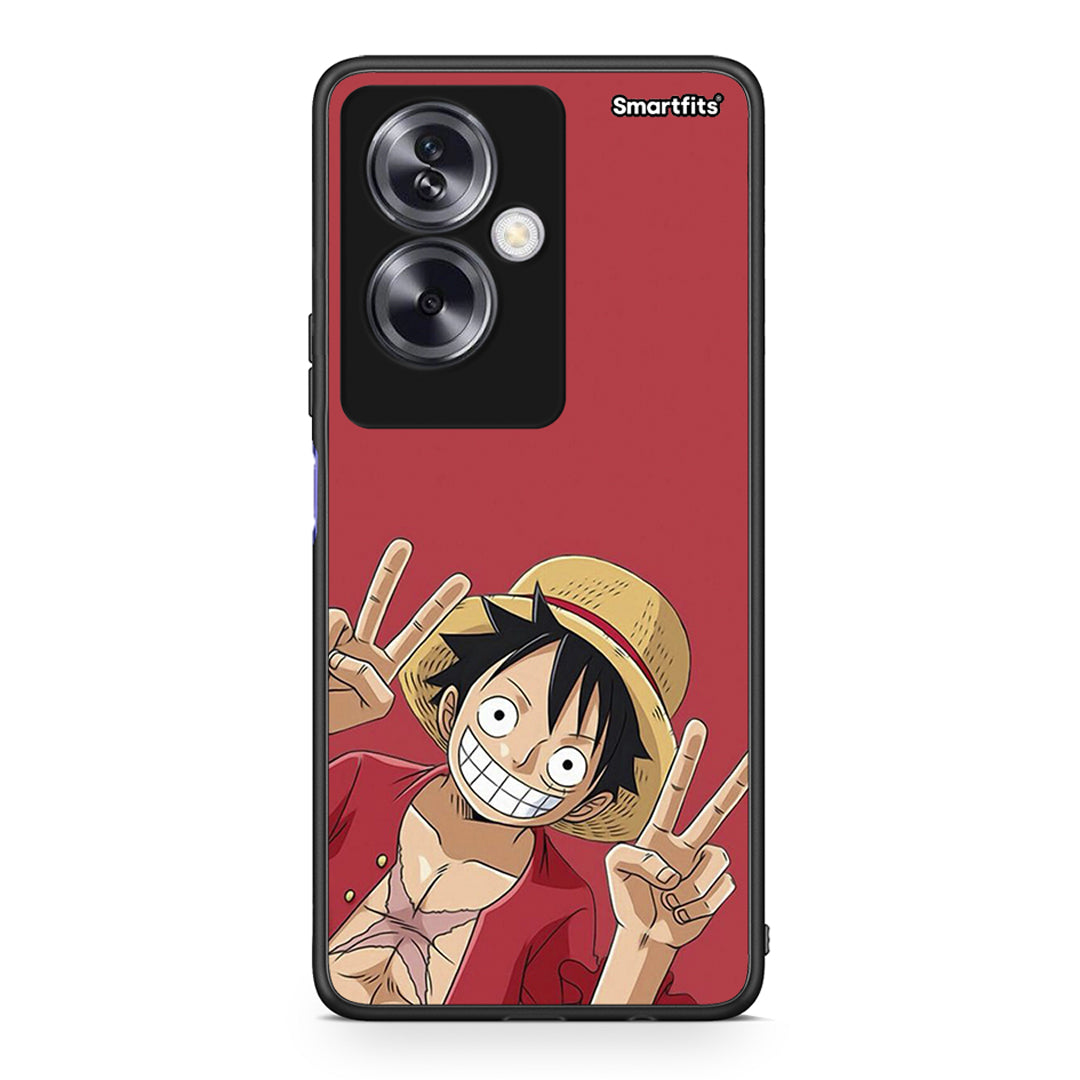 Oppo A79 / A2 Pirate Luffy Θήκη από τη Smartfits με σχέδιο στο πίσω μέρος και μαύρο περίβλημα | Smartphone case with colorful back and black bezels by Smartfits