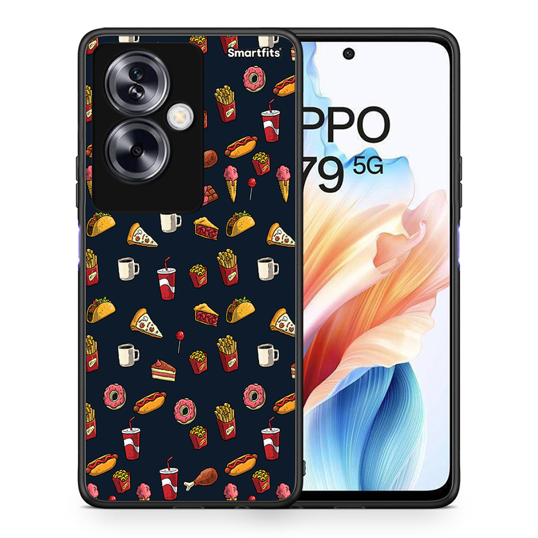 Θήκη Oppo A79 / A2 Hungry Random από τη Smartfits με σχέδιο στο πίσω μέρος και μαύρο περίβλημα | Oppo A79 / A2 Hungry Random case with colorful back and black bezels