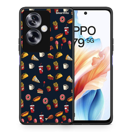 Θήκη Oppo A79 / A2 Hungry Random από τη Smartfits με σχέδιο στο πίσω μέρος και μαύρο περίβλημα | Oppo A79 / A2 Hungry Random case with colorful back and black bezels