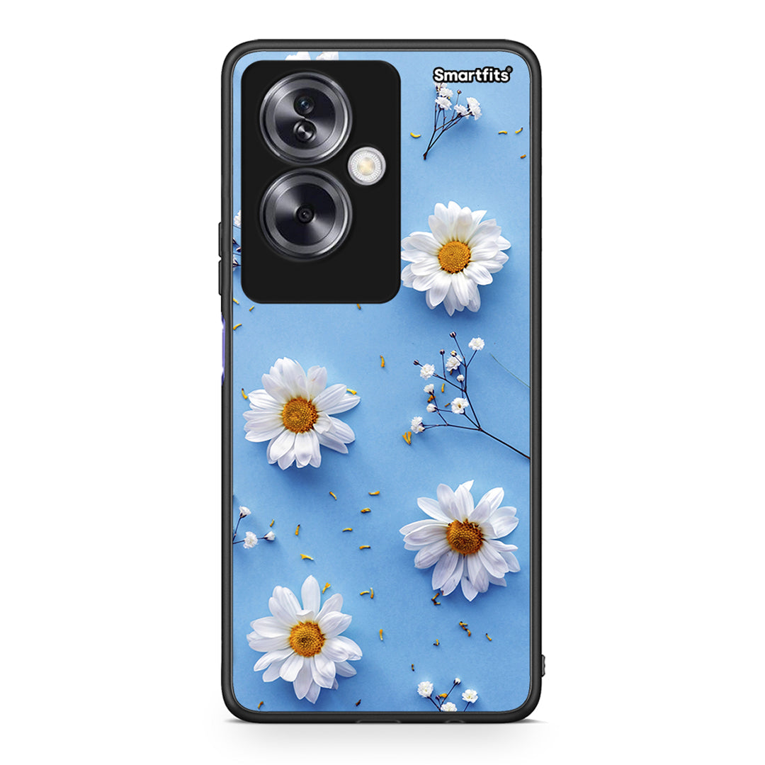 Oppo A79 / A2 Real Daisies θήκη από τη Smartfits με σχέδιο στο πίσω μέρος και μαύρο περίβλημα | Smartphone case with colorful back and black bezels by Smartfits