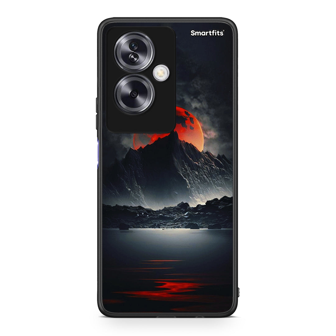 Oppo A79 / A2 Red Full Moon θήκη από τη Smartfits με σχέδιο στο πίσω μέρος και μαύρο περίβλημα | Smartphone case with colorful back and black bezels by Smartfits