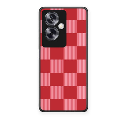 Θήκη Oppo A79 / A2 Red and Pink Striped Checks από τη Smartfits με σχέδιο στο πίσω μέρος και μαύρο περίβλημα | Oppo A79 / A2 Red and Pink Striped Checks case with colorful back and black bezels