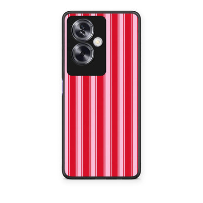 Θήκη Oppo A79 / A2 Red and Pink Vertical Pinstripes από τη Smartfits με σχέδιο στο πίσω μέρος και μαύρο περίβλημα | Oppo A79 / A2 Red and Pink Vertical Pinstripes case with colorful back and black bezels