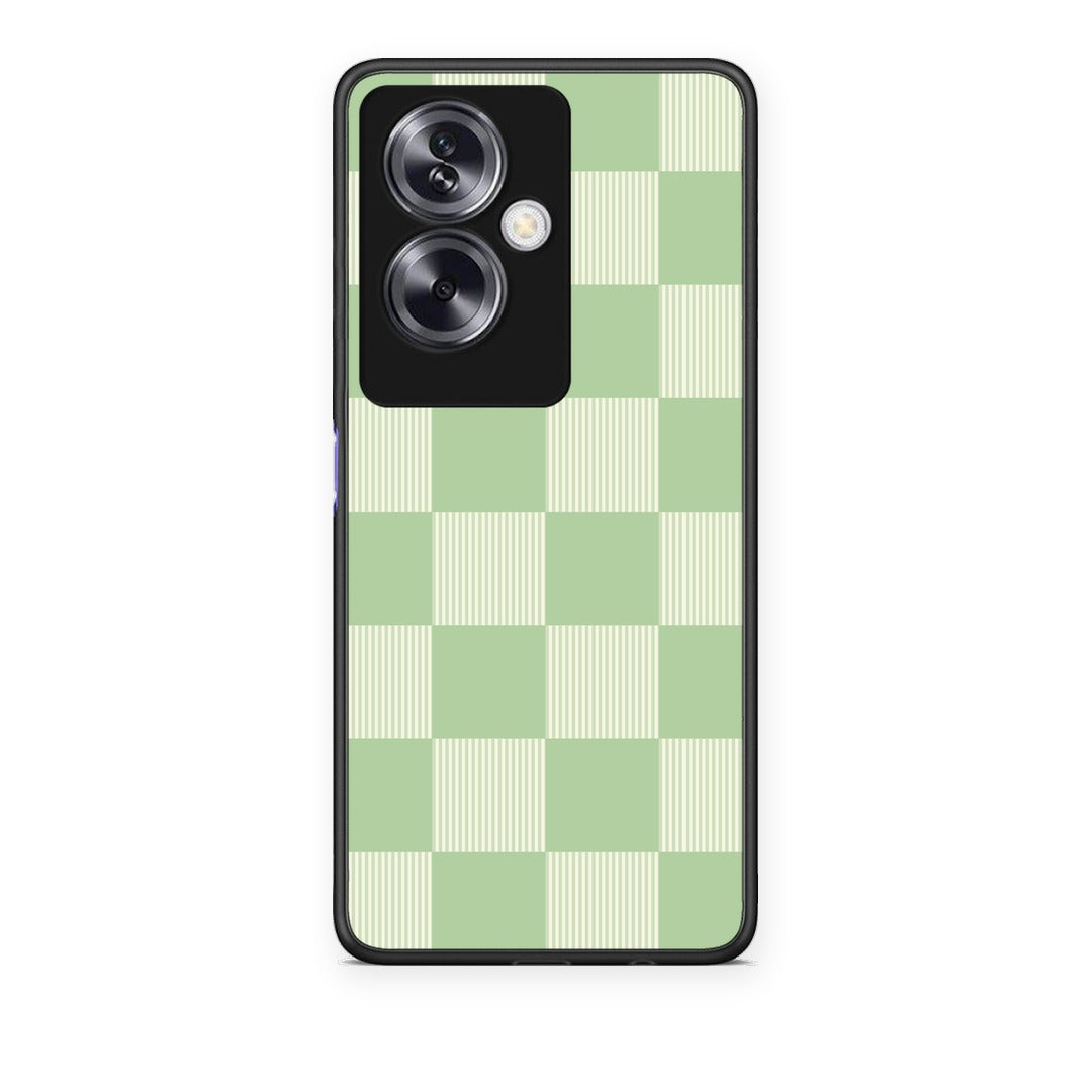 Θήκη Oppo A79 / A2 Sage and Cream Striped Checks από τη Smartfits με σχέδιο στο πίσω μέρος και μαύρο περίβλημα | Oppo A79 / A2 Sage and Cream Striped Checks case with colorful back and black bezels