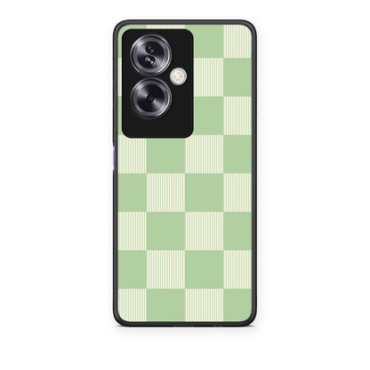 Θήκη Oppo A79 / A2 Sage and Cream Striped Checks από τη Smartfits με σχέδιο στο πίσω μέρος και μαύρο περίβλημα | Oppo A79 / A2 Sage and Cream Striped Checks case with colorful back and black bezels