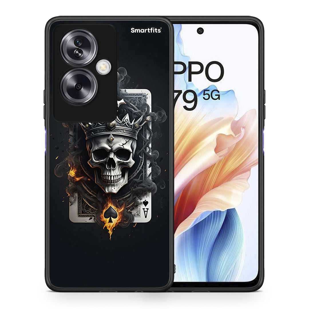 Θήκη Oppo A79 / A2 Skull King Ace από τη Smartfits με σχέδιο στο πίσω μέρος και μαύρο περίβλημα | Oppo A79 / A2 Skull King Ace case with colorful back and black bezels