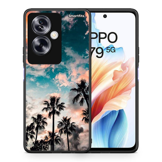Θήκη Oppo A79 / A2 Sky Summer από τη Smartfits με σχέδιο στο πίσω μέρος και μαύρο περίβλημα | Oppo A79 / A2 Sky Summer case with colorful back and black bezels