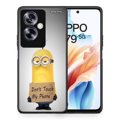 Θήκη Oppo A79 / A2 Minion Text από τη Smartfits με σχέδιο στο πίσω μέρος και μαύρο περίβλημα | Oppo A79 / A2 Minion Text case with colorful back and black bezels