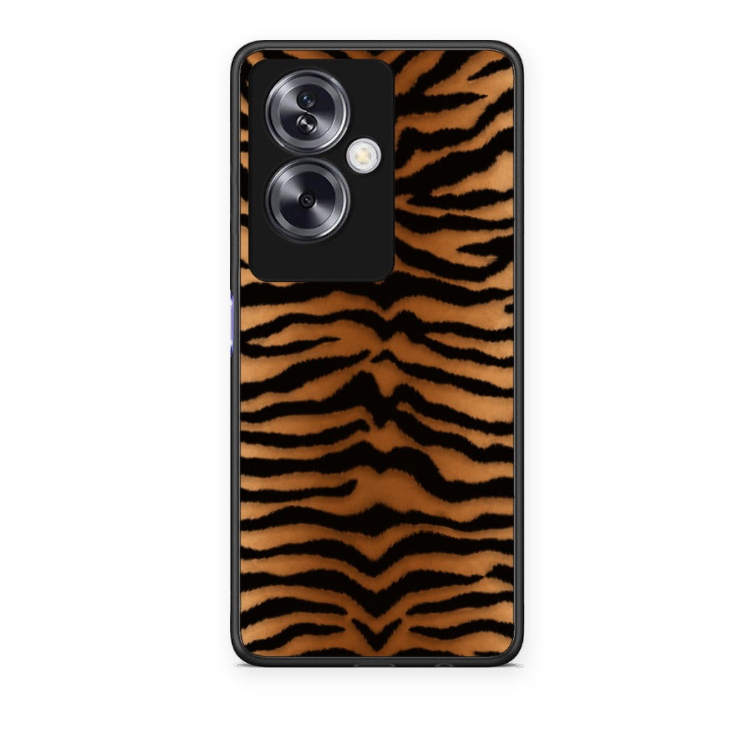 Θήκη Oppo A79 / A2 Tiger Print Orange and Black από τη Smartfits με σχέδιο στο πίσω μέρος και μαύρο περίβλημα | Oppo A79 / A2 Tiger Print Orange and Black case with colorful back and black bezels