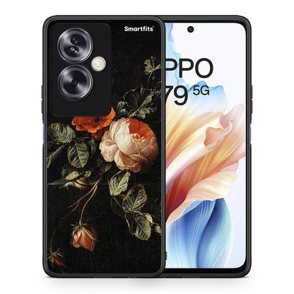 Θήκη Oppo A79 / A2 Vintage Roses από τη Smartfits με σχέδιο στο πίσω μέρος και μαύρο περίβλημα | Oppo A79 / A2 Vintage Roses case with colorful back and black bezels