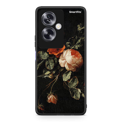 Oppo A79 / A2 Vintage Roses θήκη από τη Smartfits με σχέδιο στο πίσω μέρος και μαύρο περίβλημα | Smartphone case with colorful back and black bezels by Smartfits