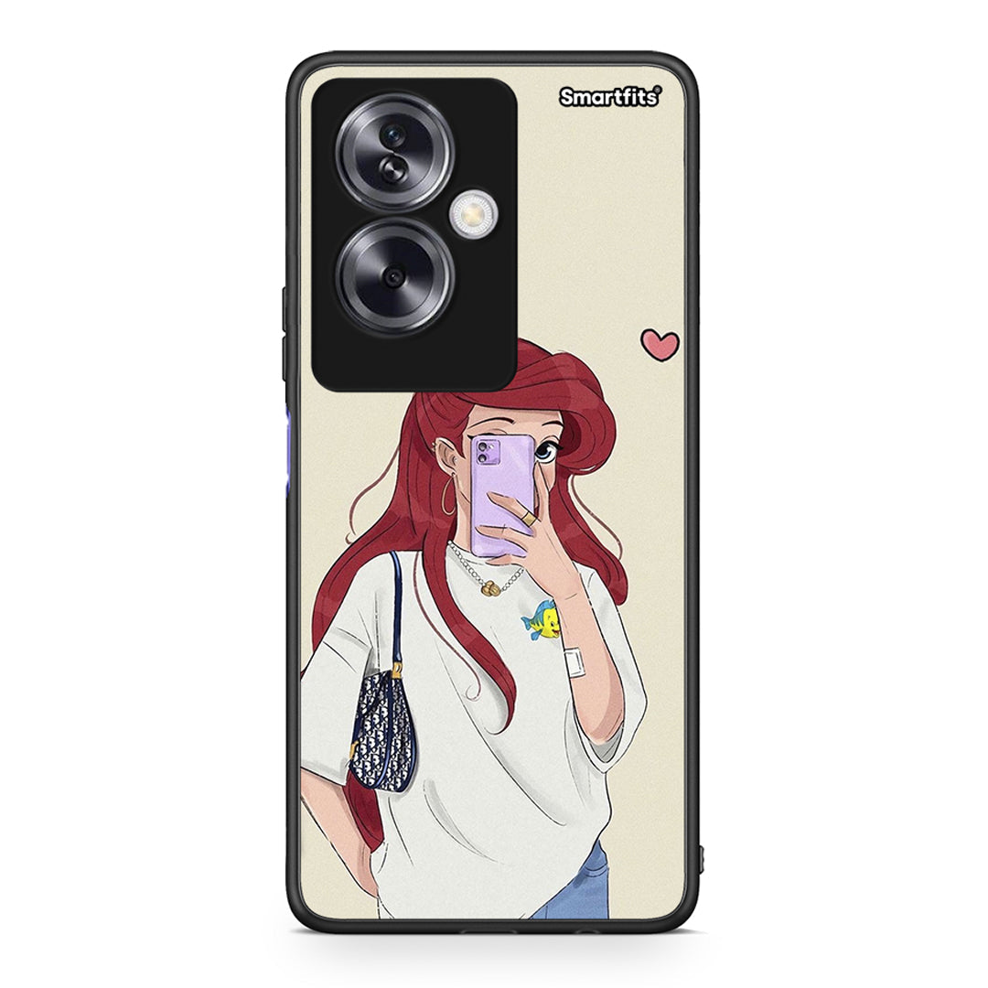 Oppo A79 / A2 Walking Mermaid Θήκη από τη Smartfits με σχέδιο στο πίσω μέρος και μαύρο περίβλημα | Smartphone case with colorful back and black bezels by Smartfits