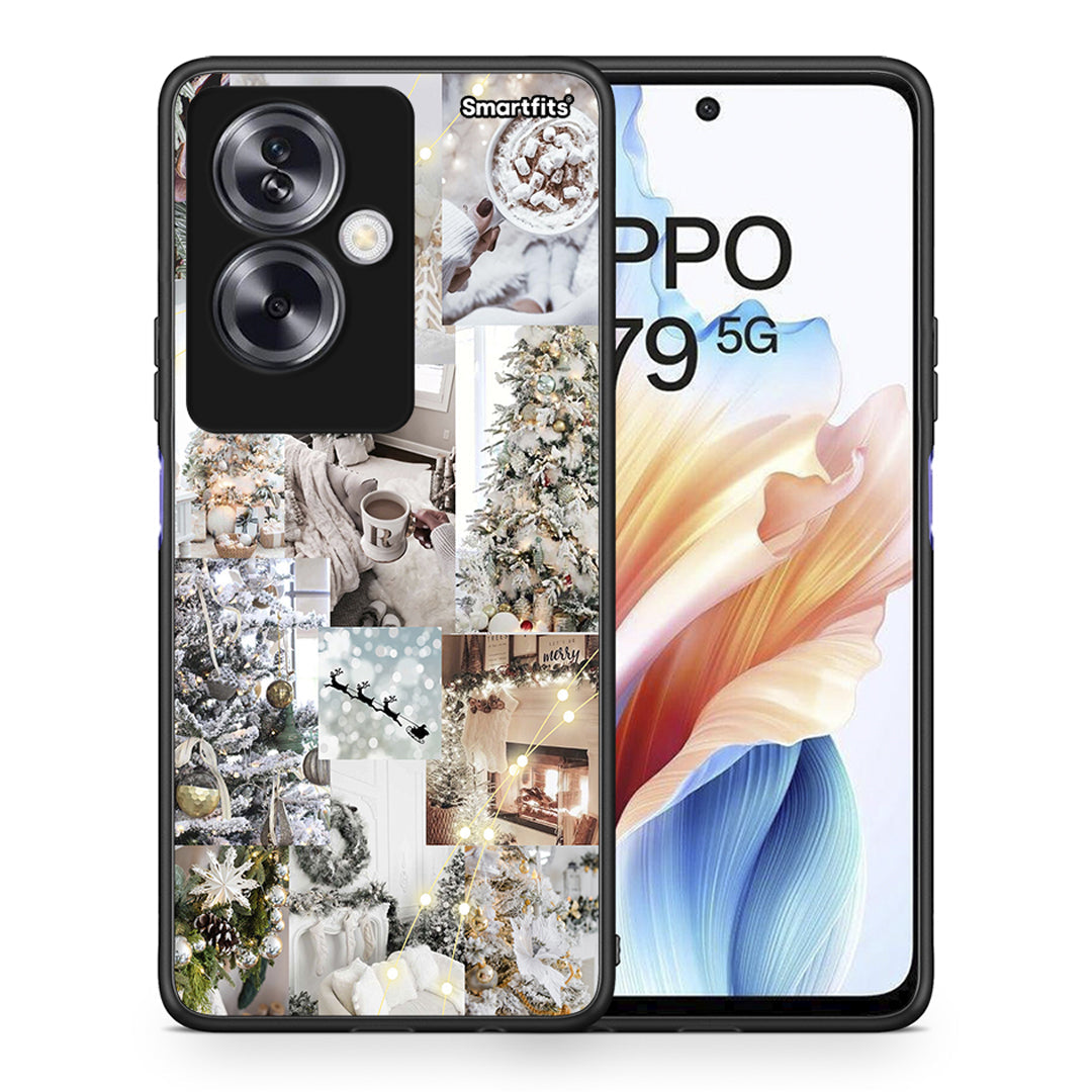 Θήκη Oppo A79 / A2 White Christmas από τη Smartfits με σχέδιο στο πίσω μέρος και μαύρο περίβλημα | Oppo A79 / A2 White Christmas case with colorful back and black bezels