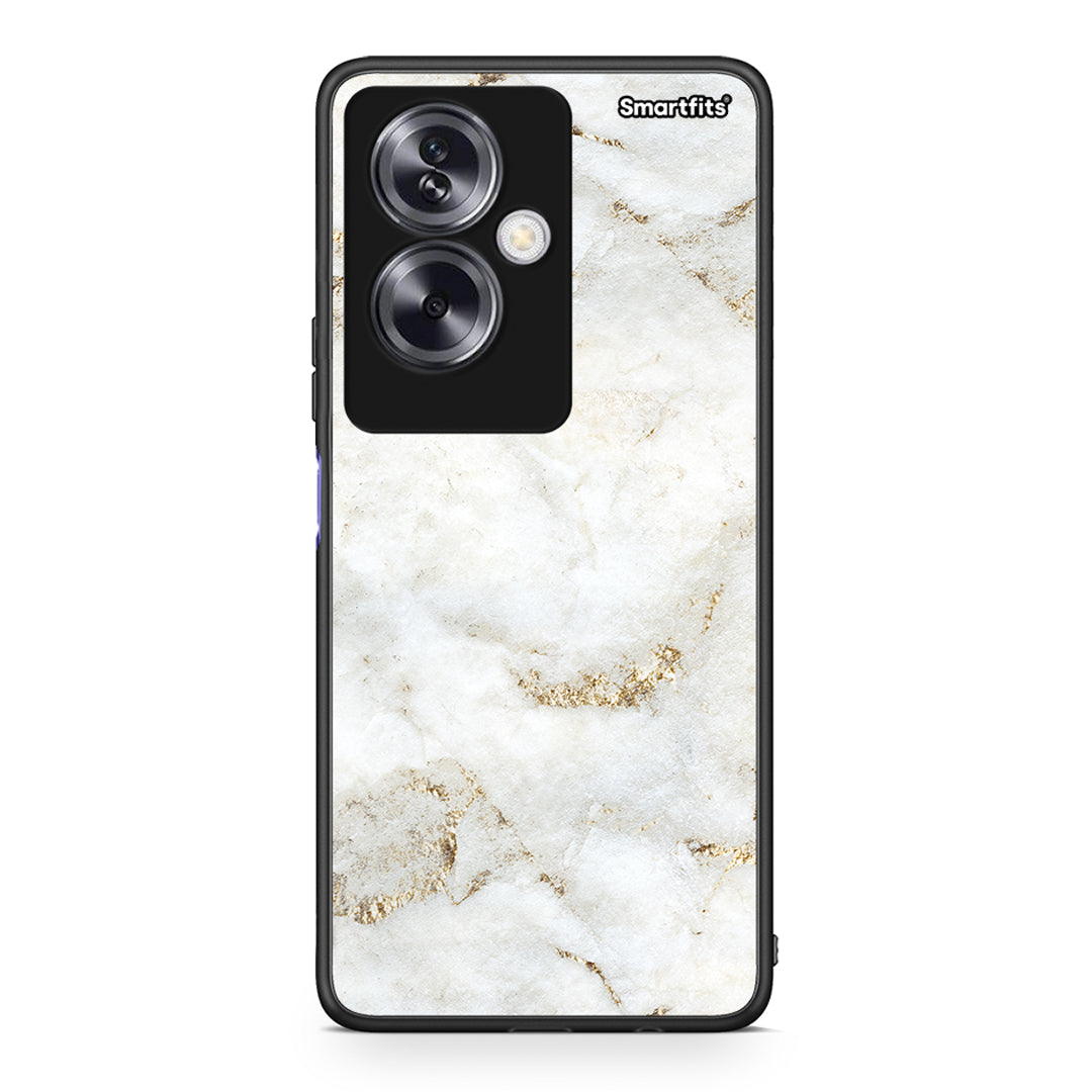 Oppo A79 / A2 White Gold Marble θήκη από τη Smartfits με σχέδιο στο πίσω μέρος και μαύρο περίβλημα | Smartphone case with colorful back and black bezels by Smartfits