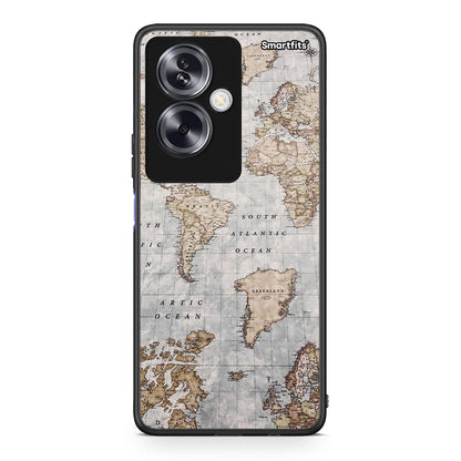 Oppo A79 / A2 World Map Θήκη από τη Smartfits με σχέδιο στο πίσω μέρος και μαύρο περίβλημα | Smartphone case with colorful back and black bezels by Smartfits