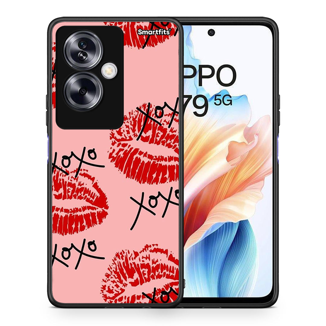 Θήκη Oppo A79 / A2 XOXO Lips από τη Smartfits με σχέδιο στο πίσω μέρος και μαύρο περίβλημα | Oppo A79 / A2 XOXO Lips case with colorful back and black bezels