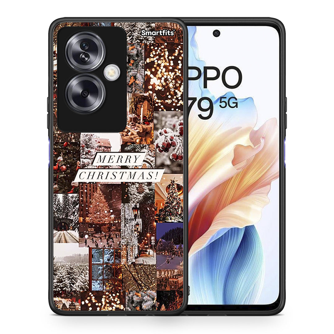 Θήκη Oppo A79 / A2 Xmas Collage από τη Smartfits με σχέδιο στο πίσω μέρος και μαύρο περίβλημα | Oppo A79 / A2 Xmas Collage case with colorful back and black bezels