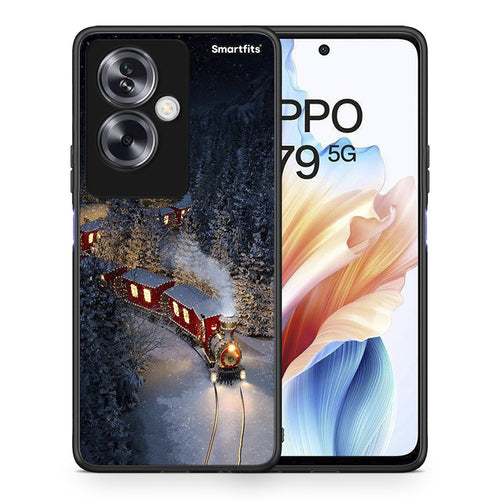 Θήκη Oppo A79 / A2 Xmas Train από τη Smartfits με σχέδιο στο πίσω μέρος και μαύρο περίβλημα | Oppo A79 / A2 Xmas Train case with colorful back and black bezels