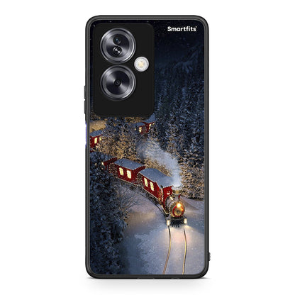 Oppo A79 / A2 Xmas Train θήκη από τη Smartfits με σχέδιο στο πίσω μέρος και μαύρο περίβλημα | Smartphone case with colorful back and black bezels by Smartfits