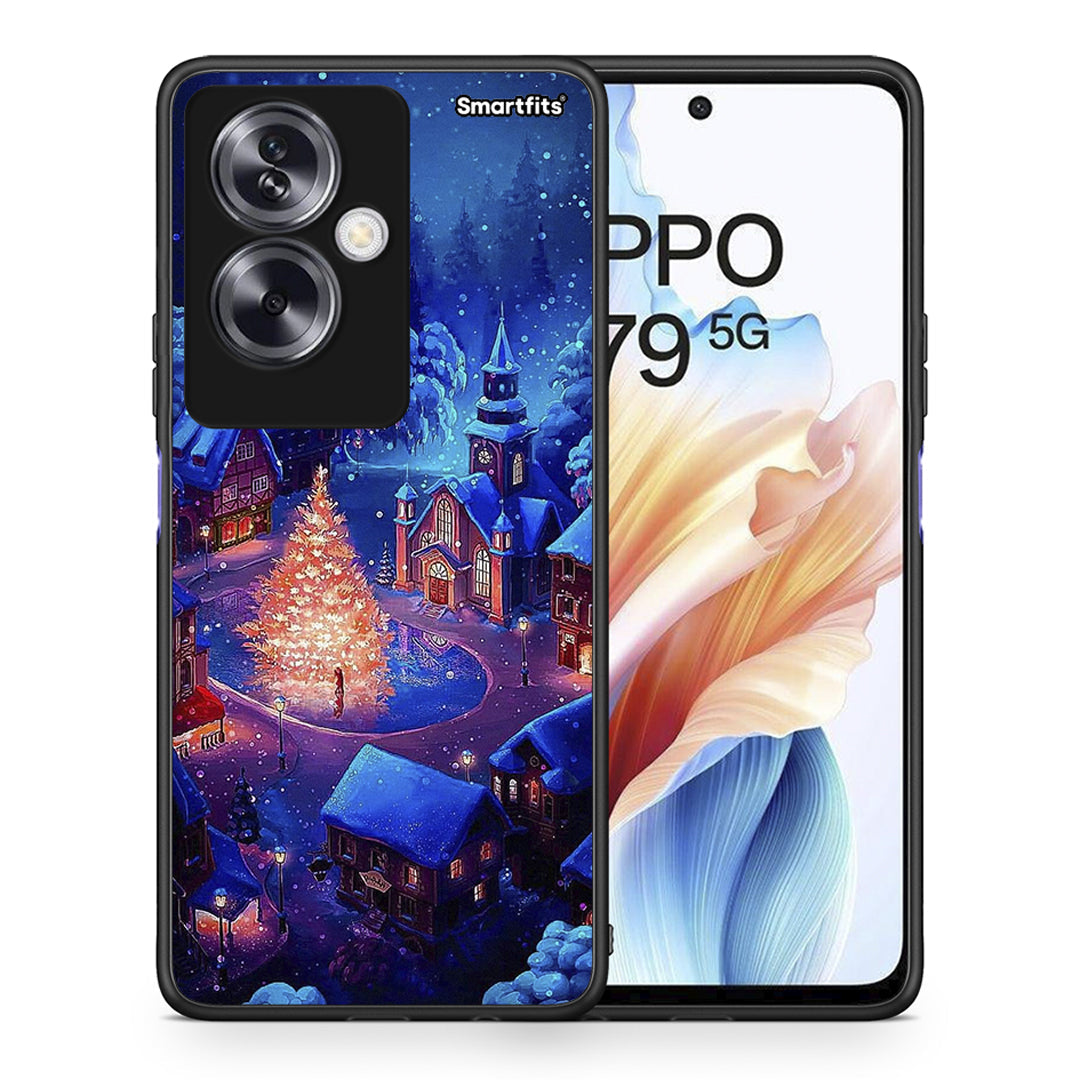Θήκη Oppo A79 / A2 Xmas Village από τη Smartfits με σχέδιο στο πίσω μέρος και μαύρο περίβλημα | Oppo A79 / A2 Xmas Village case with colorful back and black bezels
