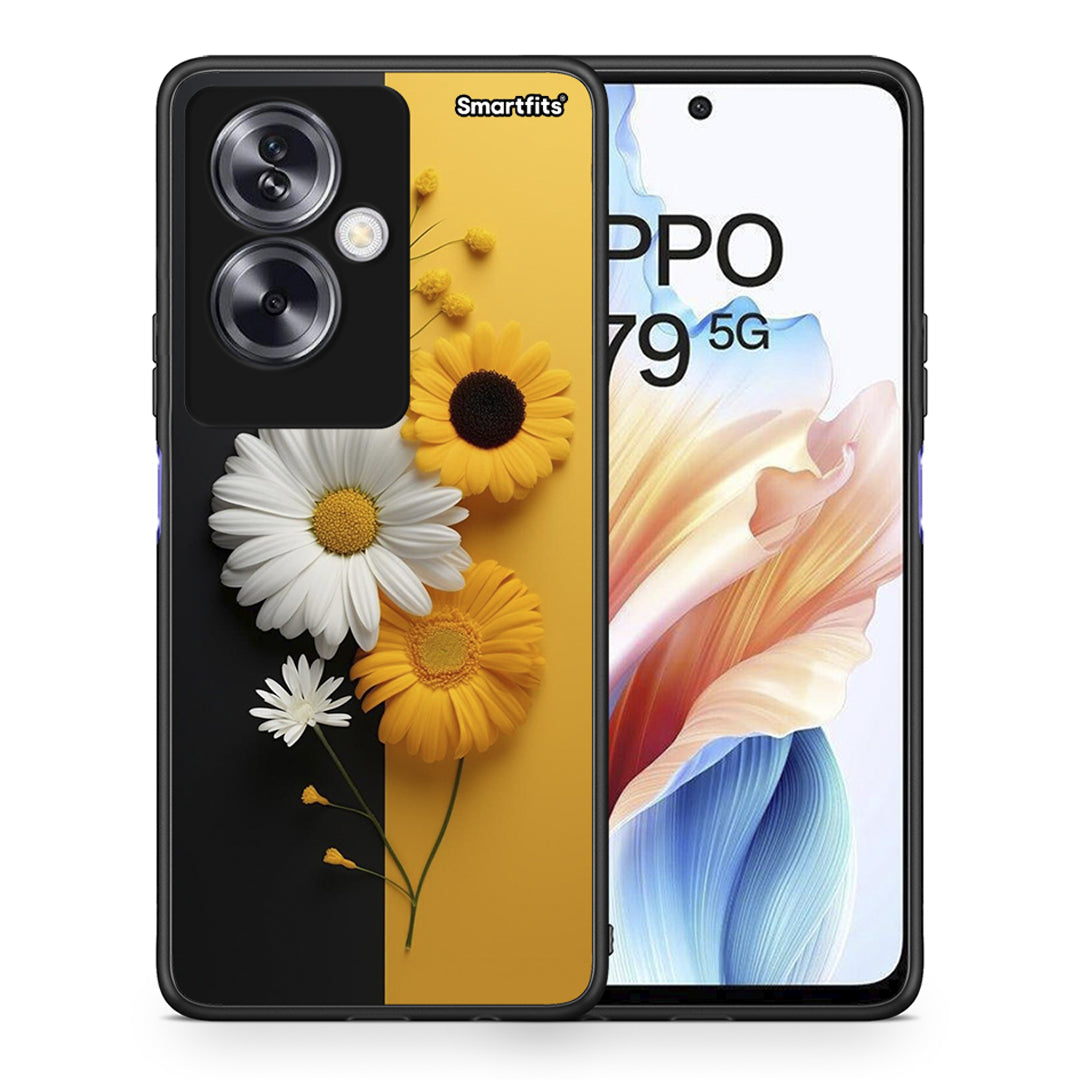 Θήκη Oppo A79 / A2 Yellow Daisies από τη Smartfits με σχέδιο στο πίσω μέρος και μαύρο περίβλημα | Oppo A79 / A2 Yellow Daisies case with colorful back and black bezels