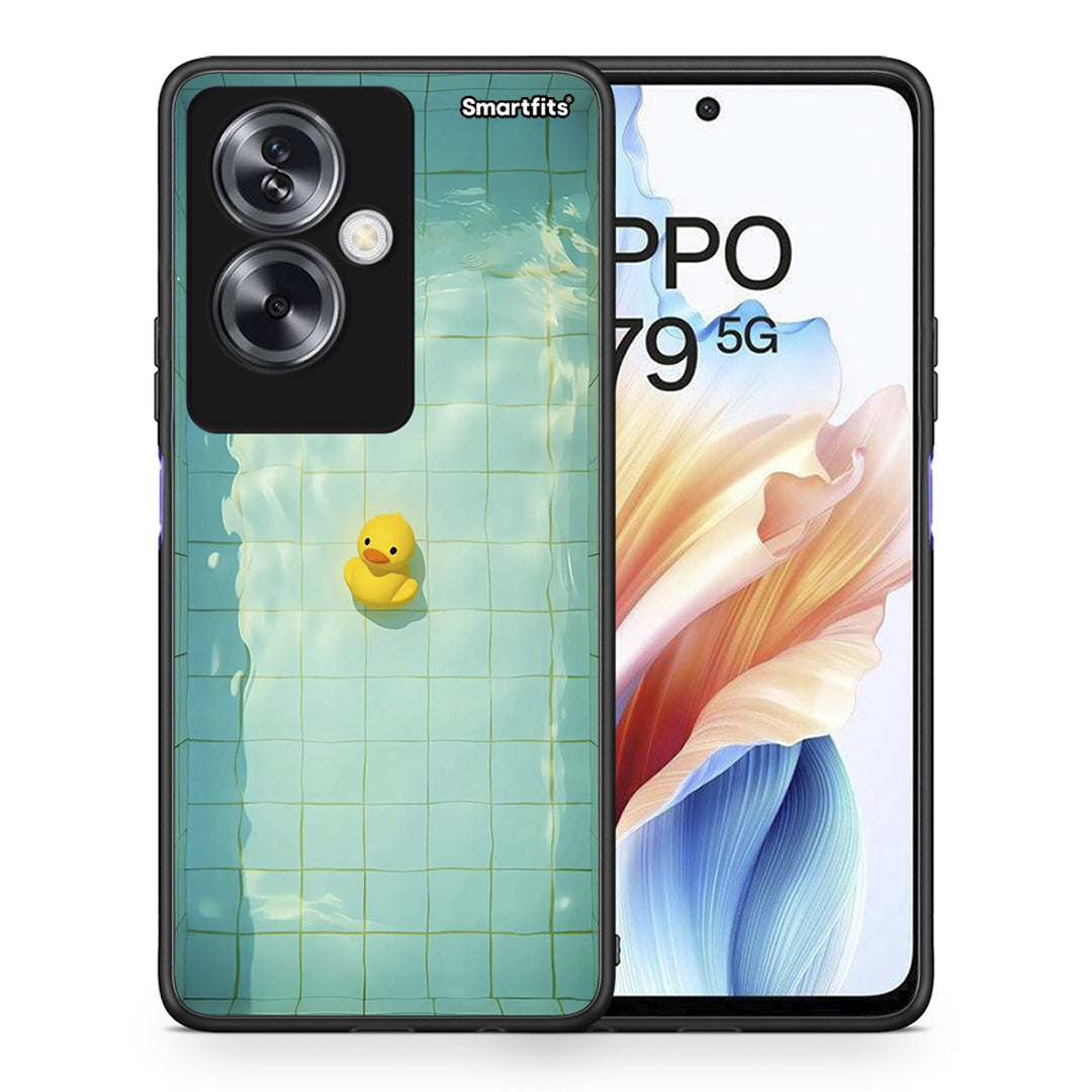 Θήκη Oppo A79 / A2 Yellow Duck από τη Smartfits με σχέδιο στο πίσω μέρος και μαύρο περίβλημα | Oppo A79 / A2 Yellow Duck case with colorful back and black bezels