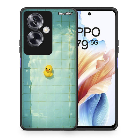 Θήκη Oppo A79 / A2 Yellow Duck από τη Smartfits με σχέδιο στο πίσω μέρος και μαύρο περίβλημα | Oppo A79 / A2 Yellow Duck case with colorful back and black bezels