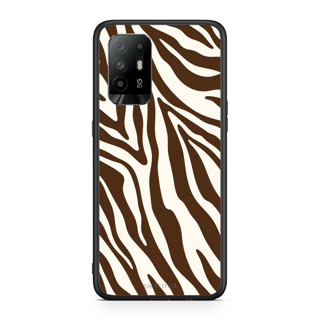 Θήκη Oppo A94 5G / F19 Pro / Reno5 Lite Brown and Cream Zebra Stripes από τη Smartfits με σχέδιο στο πίσω μέρος και μαύρο περίβλημα | Oppo A94 5G / F19 Pro / Reno5 Lite Brown and Cream Zebra Stripes case with colorful back and black bezels