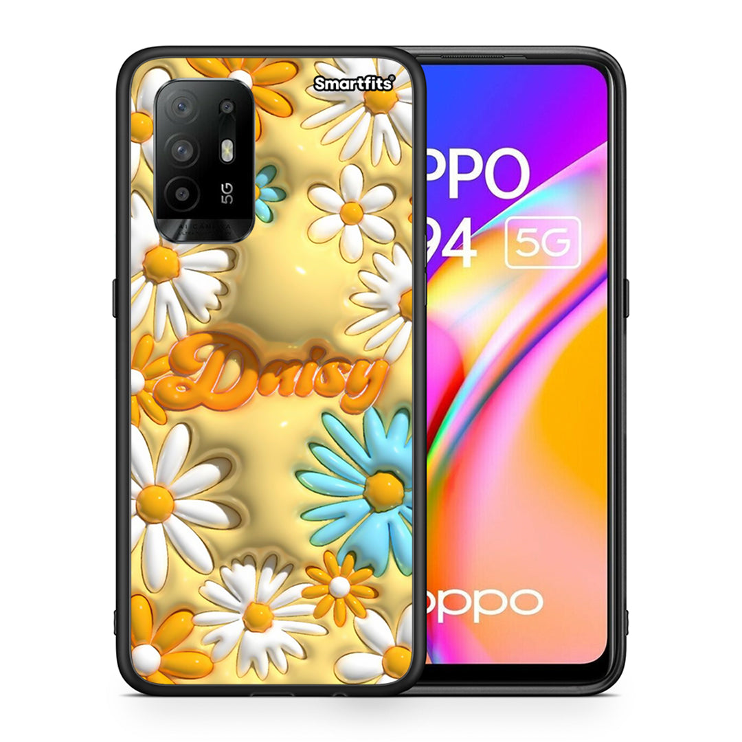 Θήκη Oppo A94 5G Bubble Daisies από τη Smartfits με σχέδιο στο πίσω μέρος και μαύρο περίβλημα | Oppo A94 5G Bubble Daisies case with colorful back and black bezels