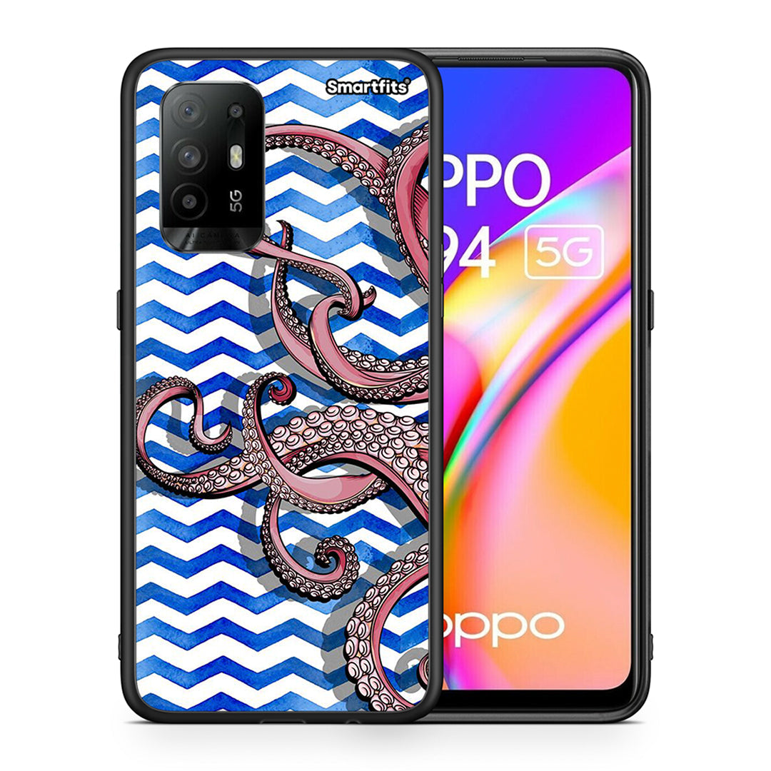 Θήκη Oppo A94 5G Chevron Devilfish από τη Smartfits με σχέδιο στο πίσω μέρος και μαύρο περίβλημα | Oppo A94 5G Chevron Devilfish case with colorful back and black bezels