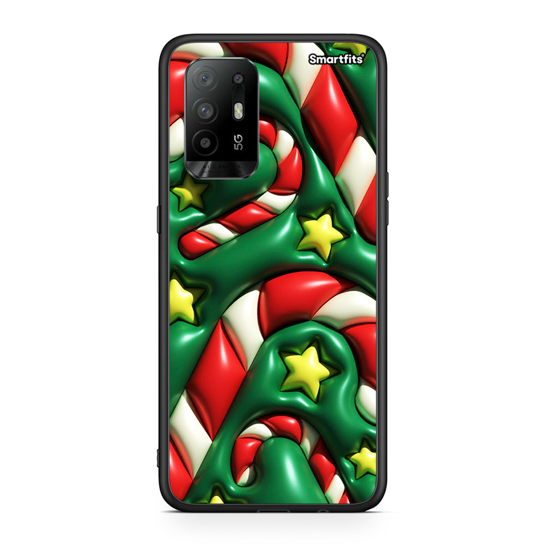 Oppo A94 5G Christmas Bubbles θήκη από τη Smartfits με σχέδιο στο πίσω μέρος και μαύρο περίβλημα | Smartphone case with colorful back and black bezels by Smartfits