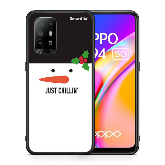 Θήκη Oppo A94 5G Christmas Chillin από τη Smartfits με σχέδιο στο πίσω μέρος και μαύρο περίβλημα | Oppo A94 5G Christmas Chillin case with colorful back and black bezels
