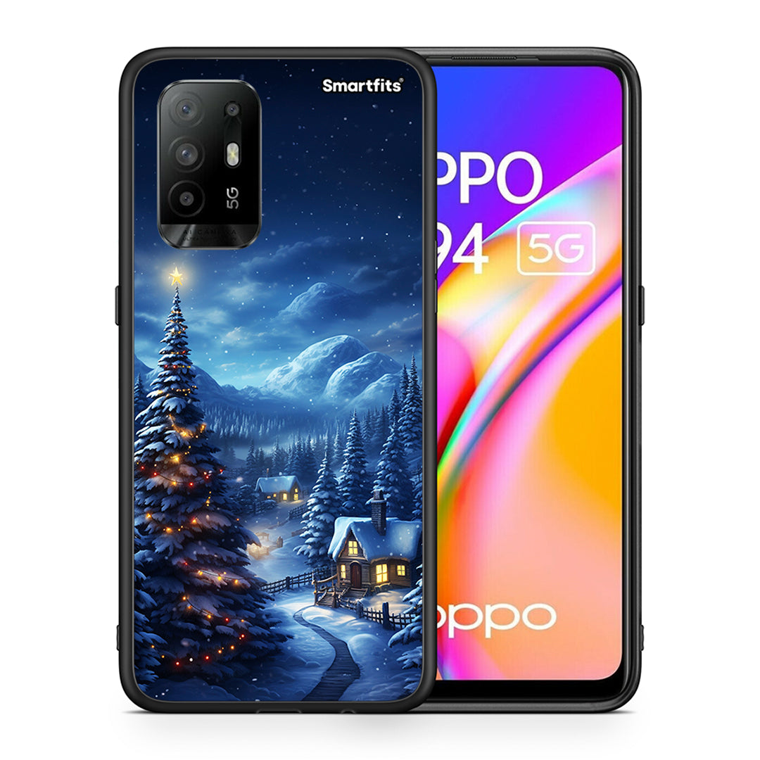 Θήκη Oppo A94 5G Christmas Scenery από τη Smartfits με σχέδιο στο πίσω μέρος και μαύρο περίβλημα | Oppo A94 5G Christmas Scenery case with colorful back and black bezels