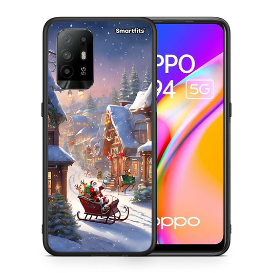 Θήκη Oppo A94 5G Christmas Snow από τη Smartfits με σχέδιο στο πίσω μέρος και μαύρο περίβλημα | Oppo A94 5G Christmas Snow case with colorful back and black bezels