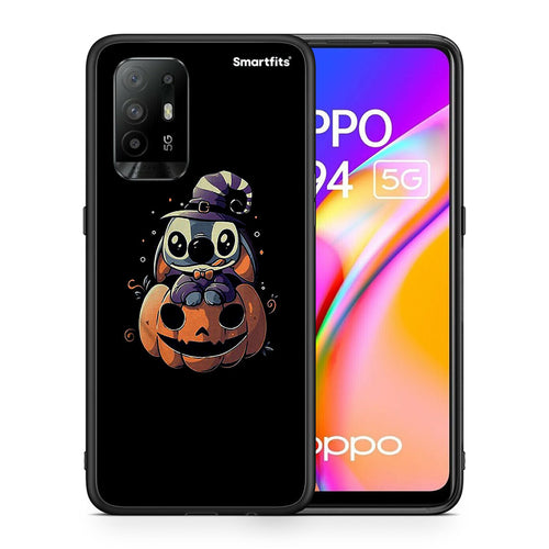 Θήκη Oppo A94 5G Halloween Stitch από τη Smartfits με σχέδιο στο πίσω μέρος και μαύρο περίβλημα | Oppo A94 5G Halloween Stitch case with colorful back and black bezels