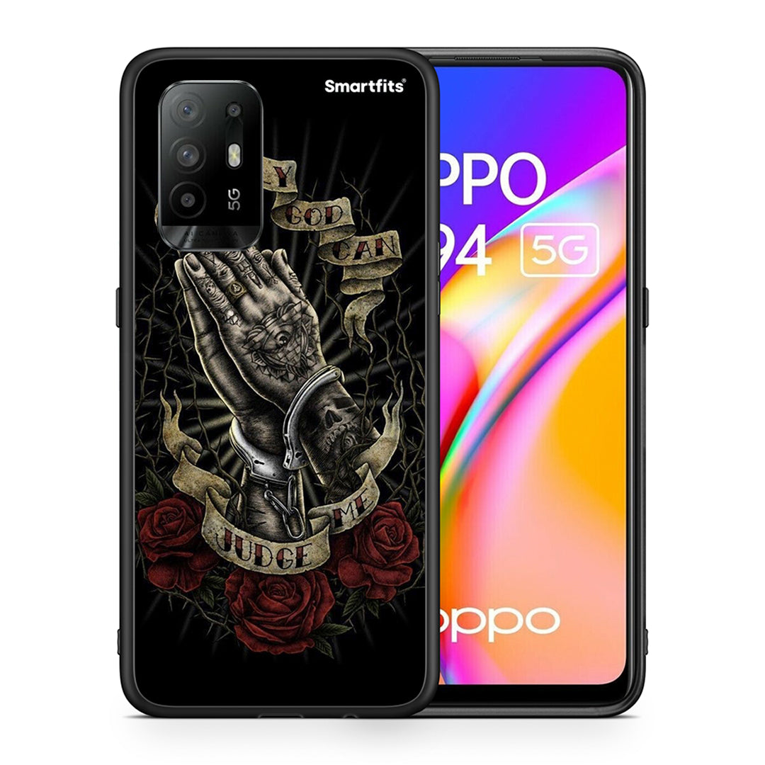 Θήκη Oppo A94 5G Judge By God από τη Smartfits με σχέδιο στο πίσω μέρος και μαύρο περίβλημα | Oppo A94 5G Judge By God case with colorful back and black bezels