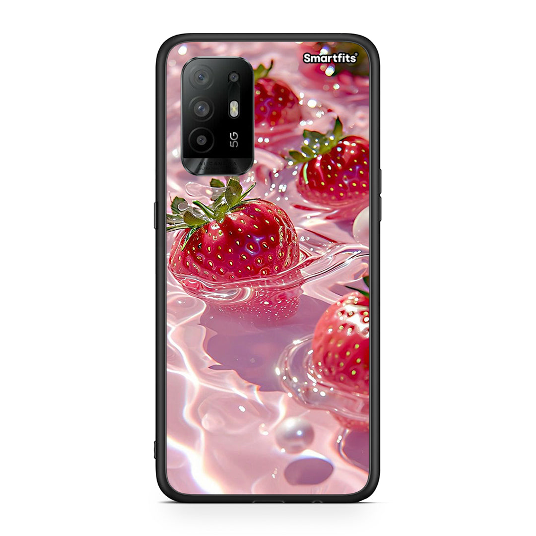 Oppo A94 5G Juicy Strawberries θήκη από τη Smartfits με σχέδιο στο πίσω μέρος και μαύρο περίβλημα | Smartphone case with colorful back and black bezels by Smartfits