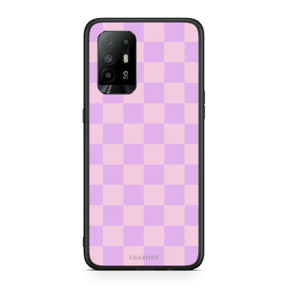 Θήκη Oppo A94 5G / F19 Pro / Reno5 Lite Lavender and Pink Checkerboard από τη Smartfits με σχέδιο στο πίσω μέρος και μαύρο περίβλημα | Oppo A94 5G / F19 Pro / Reno5 Lite Lavender and Pink Checkerboard case with colorful back and black bezels
