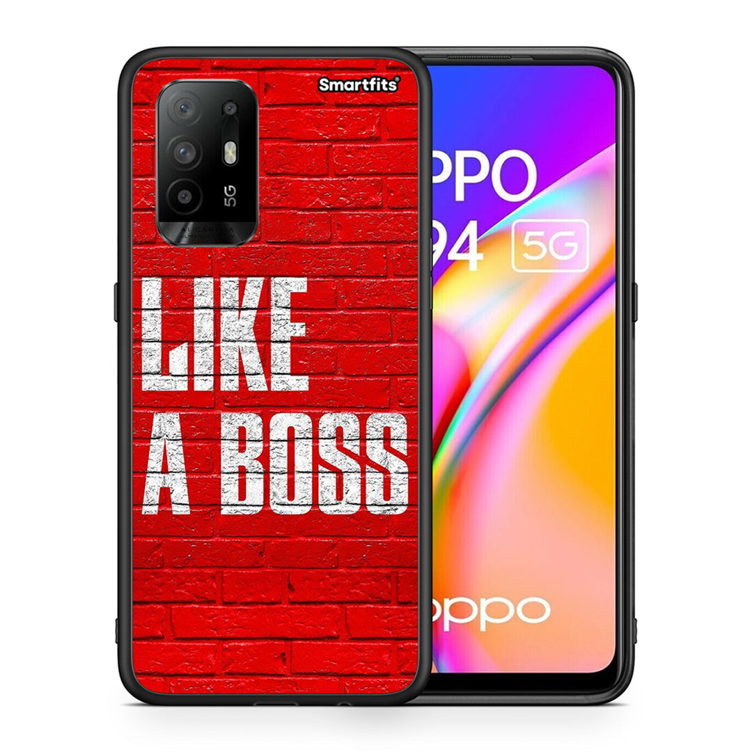 Θήκη Oppo A94 5G Like A Boss από τη Smartfits με σχέδιο στο πίσω μέρος και μαύρο περίβλημα | Oppo A94 5G Like A Boss case with colorful back and black bezels