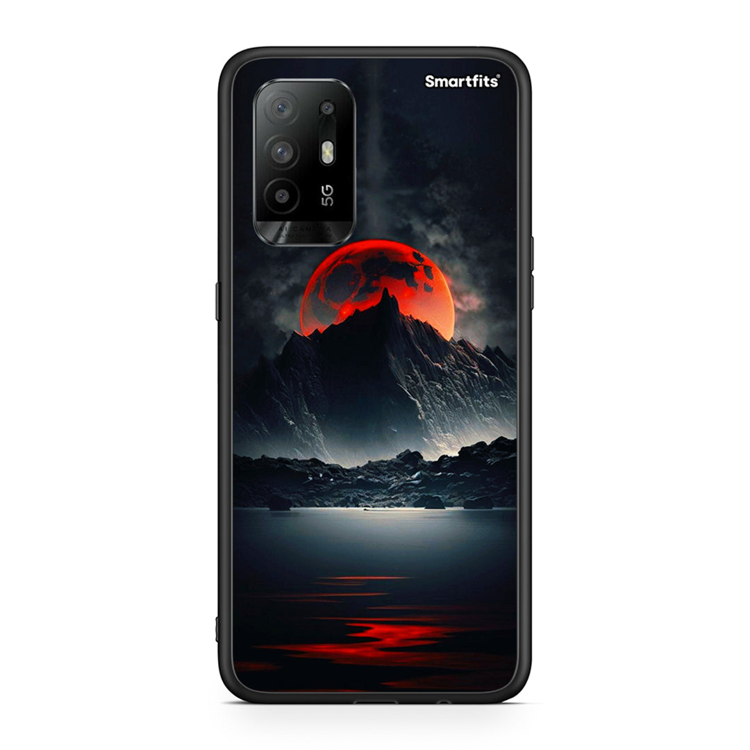 Oppo A94 5G Red Full Moon θήκη από τη Smartfits με σχέδιο στο πίσω μέρος και μαύρο περίβλημα | Smartphone case with colorful back and black bezels by Smartfits