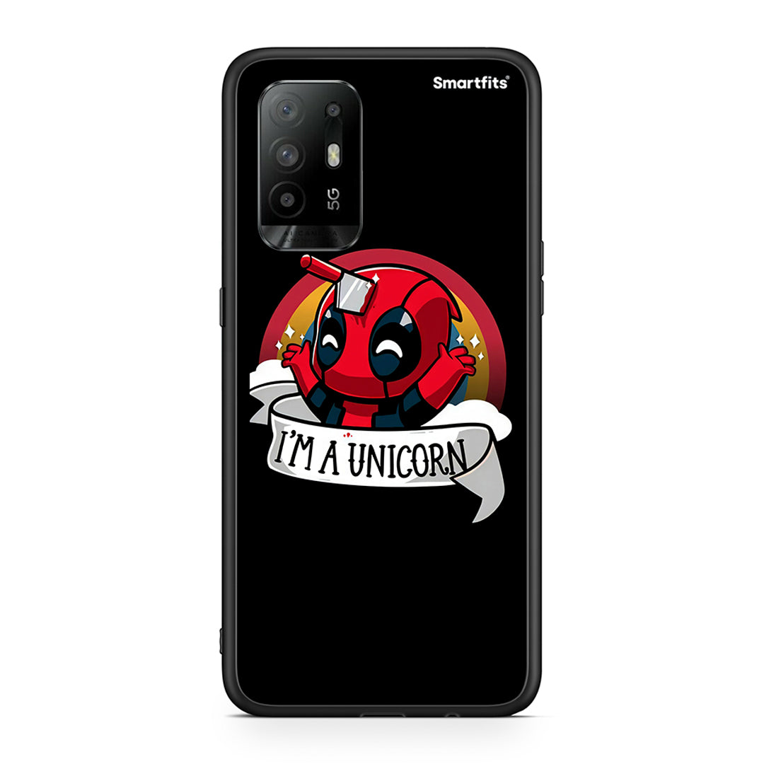 Oppo A94 5G Unicorn Deadpool θήκη από τη Smartfits με σχέδιο στο πίσω μέρος και μαύρο περίβλημα | Smartphone case with colorful back and black bezels by Smartfits