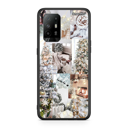 Oppo A94 5G White Christmas θήκη από τη Smartfits με σχέδιο στο πίσω μέρος και μαύρο περίβλημα | Smartphone case with colorful back and black bezels by Smartfits