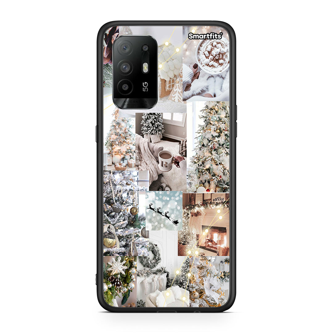 Oppo A94 5G White Christmas θήκη από τη Smartfits με σχέδιο στο πίσω μέρος και μαύρο περίβλημα | Smartphone case with colorful back and black bezels by Smartfits